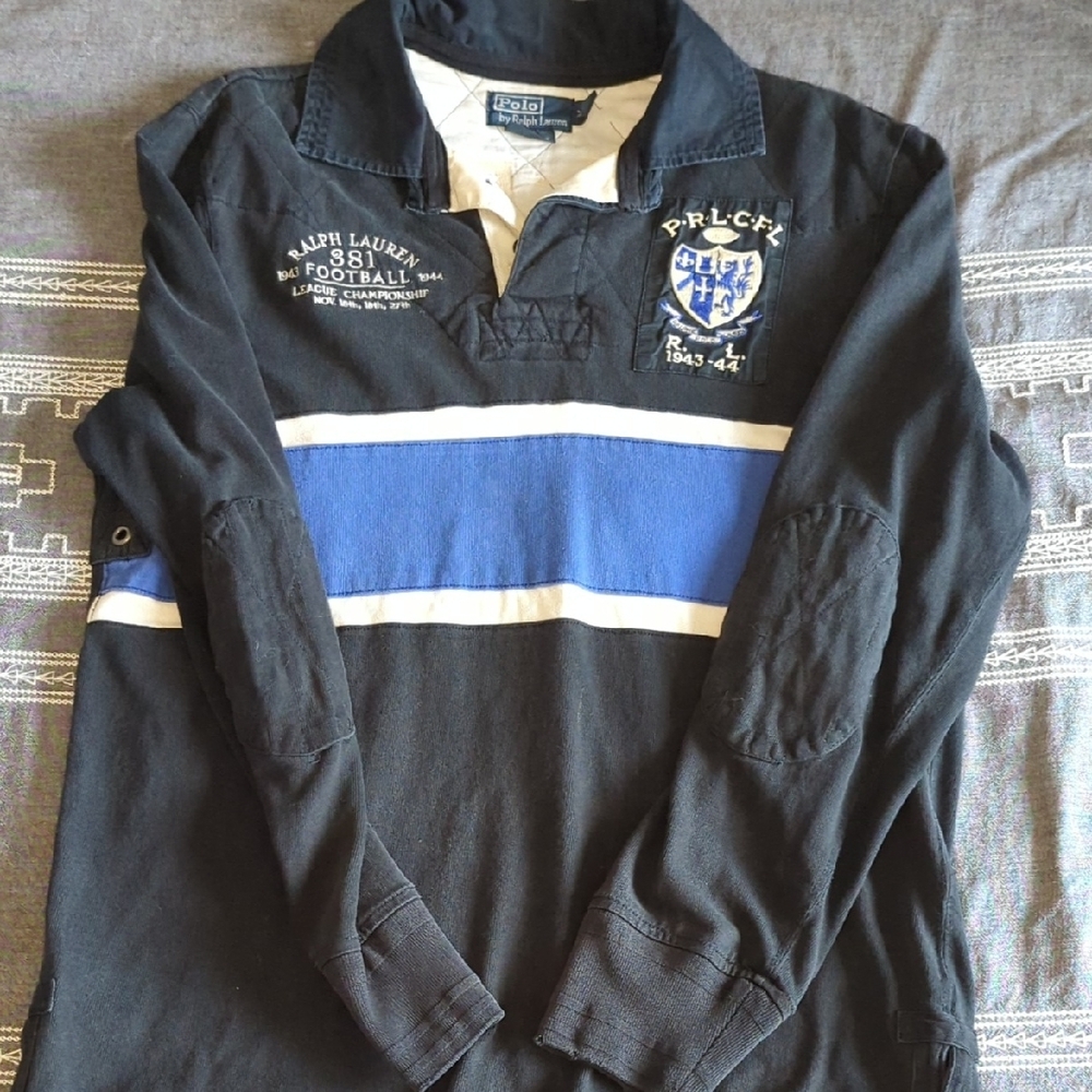 Ralph Lauren Black and Blue Rugby Shirt